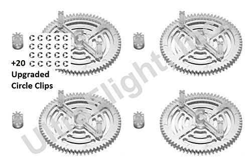 0019372046141 - PARROT AR DRONE 1.0 & 2.0 UPGRADED REPLACEMENT PINION & SPUR GEARS AND C-CLIPS (20 CT) BY ULTRAFLIGHT® CLEAR REPAIR PINION GEARS CLIPS AND GEARS