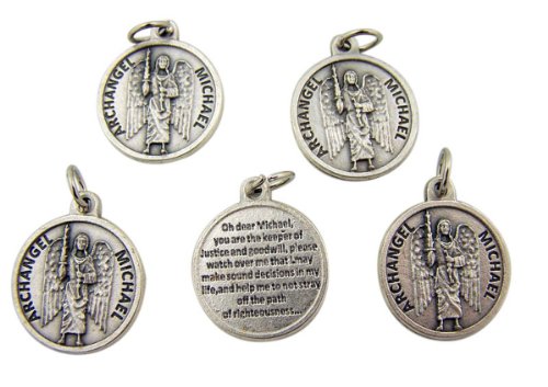 0019372278559 - LOT OF 5 ARCHANGEL SAINT MICHAEL 7/8-INCH SILVER TONE MEDAL WITH PRAYER ON BACK