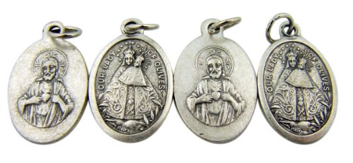0019372279266 - LOT OF 4 OUR LADY OF OLIVES 1 INCH SILVER TONE MEDAL SAINT MARY PENDANT