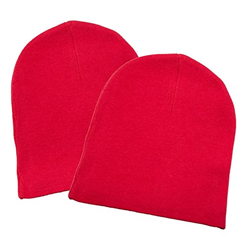 0019372958802 - INFANT BABY 100% COTTON KNIT BEANIES RED - PACK OF 2