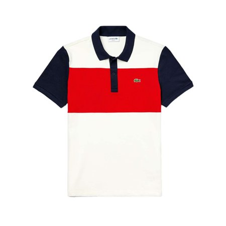 0193869013431 - LACOSTE MENS SHORT SLEEVE STRIPED COLORBLOCKED POLO T-SHIRT