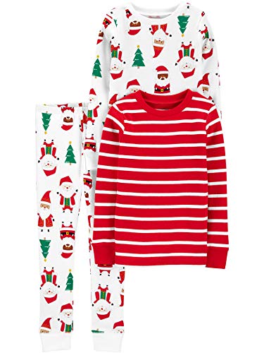 0194135199279 - SIMPLE JOYS BY CARTERS BABY, LITTLE KID, AND TODDLER 3-PIECE SNUG-FIT COTTON CHRISTMAS PAJAMA SET, MULTI-SANTA, 5