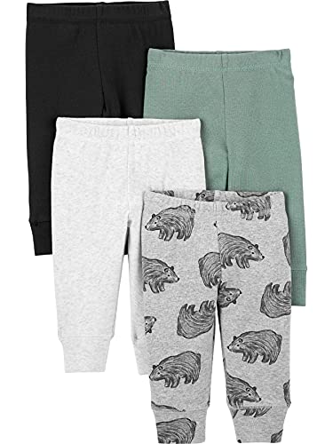 0194135633544 - SIMPLE JOYS BY CARTERS BABY BOYS 4-PACK COTTON PANTS, BEARS/GREY/HEATHER, 18 MONTHS