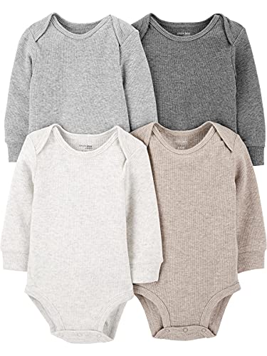 0194135634602 - SIMPLE JOYS BY CARTERS BABY 4-PACK LONG-SLEEVE THERMAL BODYSUITS, ASSORTED HEATHERS, 12 MONTHS