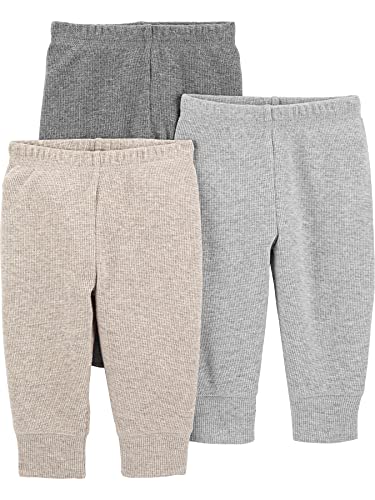 0194135796508 - SIMPLE JOYS BY CARTERS BABY 3-PACK THERMAL PANTS, NEUTRAL HEATHERS, 6-9 MONTHS