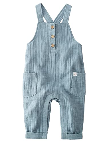 0194135998872 - LITTLE PLANET BY CARTERS BABY ORGANIC COTTON GAUZE OVERALL JUMPSUIT, BLUE CREEK, 12 MONTHS