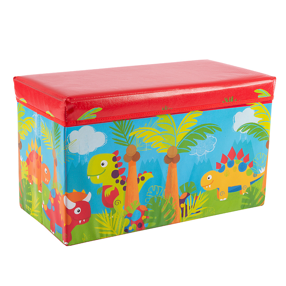 0194189585073 - TOY TIME - COLLAPSIBLE DINOSAUR TOY BOX - FOLDING STORAGE BIN PLAYROOM, BEDROOM OR NURSERY ORGANIZER CONTAINER - RED, BLUE, GREEN, ORANGE