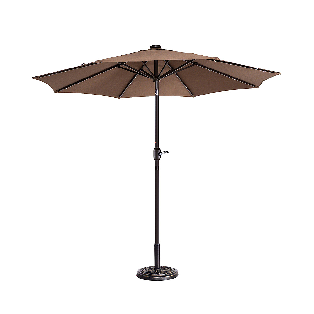 0194189590992 - NATURE SPRING - 9-FOOT SOLAR LED LIGHTED PATIO UMBRELLA - BROWN