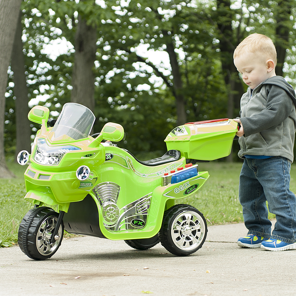 0194189640703 - ELECTRIC MOTORCYCLE FOR KIDS 3-WHEEL BATTERY POWERED MOTORBIKE FOR KIDS AGES 3 -6 BY TOY TIME - GREEN