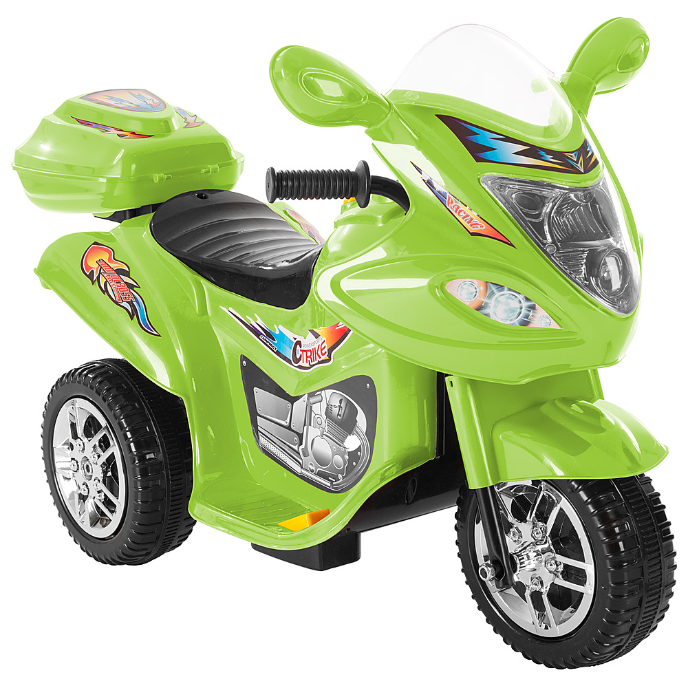 0194189641823 - ELECTRIC MOTORCYCLE FOR KIDS 3-WHEEL TRIKE - BATTERY POWERED FUN DECALS, REVERSE, AND HEADLIGHTS BY TOY TIME - GREEN