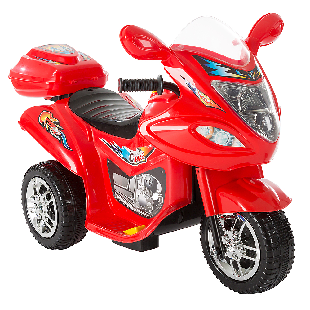 0194189641830 - ELECTRIC MOTORCYCLE FOR KIDS 3-WHEEL TRIKE - BATTERY POWERED FUN DECALS, REVERSE, AND HEADLIGHTS BY TOY TIME - RED