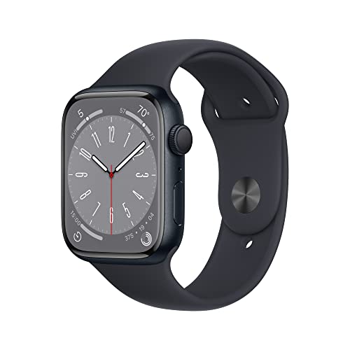 0194253215035 - APPLE WATCH SERIES 8 SMART WATCH W/ MIDNIGHT ALUMINUM CASE WITH MIDNIGHT SPORT BAND - M/L. FITNESS TRACKER, BLOOD OXYGEN & ECG APPS, ALWAYS-ON RETINA DISPLAY, WATER RESISTANT
