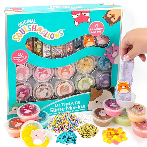 0194356246981 - SQUISHMALLOWS ORIGINAL ULTIMATE SLIME MIXINS, 10-PACK, GLITTER & CLOUD SLIME, 8 FUN SLIME ADD INS, PRE-MADE SLIME FOR KIDS, CRUNCHY SLIME, SLIME BULK, GREAT 6 YEAR OLD TOYS, SUPER SOFT SLUDGE TOY