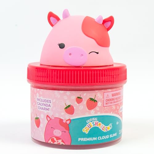 0194356249814 - ORIGINAL SQUISHMALLOWS CALYNDA THE COW PREMIUM CLOUD SLIME, 8 OZ. FLUFFY SLIME, STRAWBERRY SCENTED, 3 FUN SLIME ADD INS, PRE-MADE SLIME FOR KIDS, GREAT 6 YEAR OLD TOYS, SUPER SOFT SLUDGE TOY