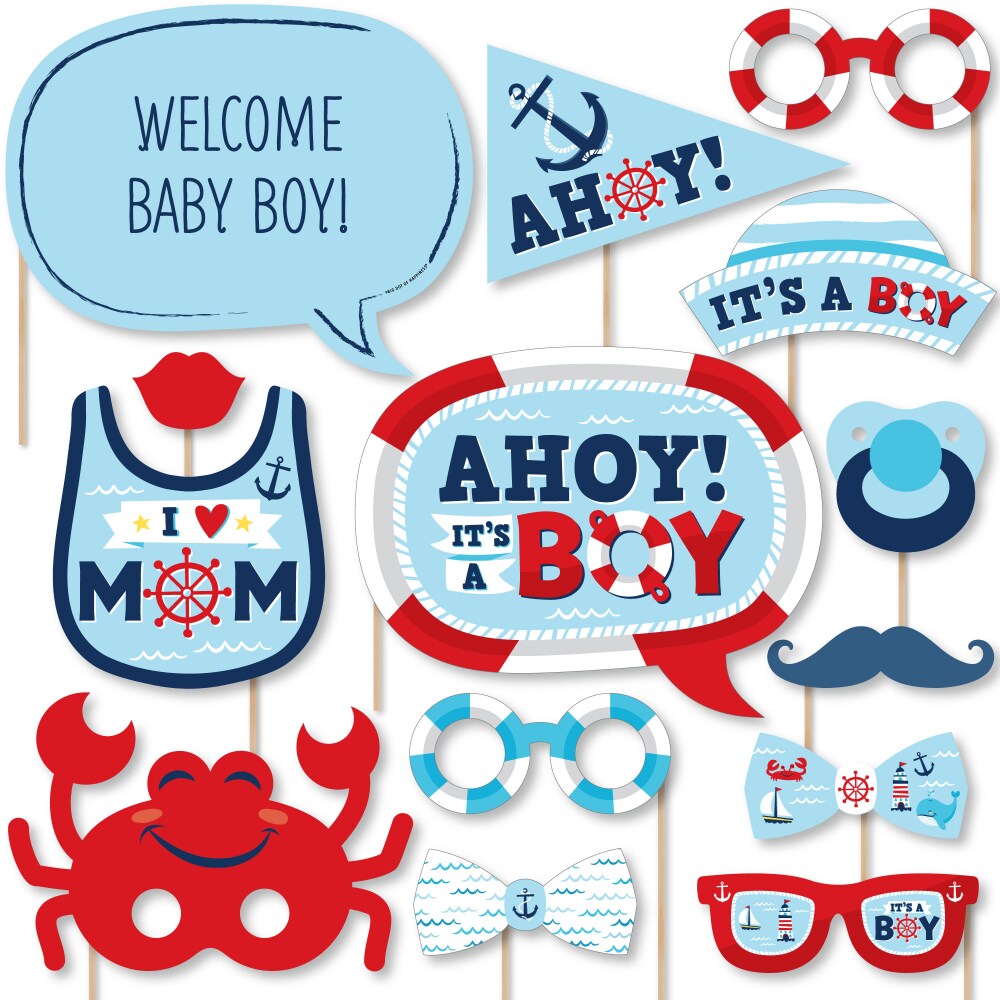 0019437309891 - BIG DOT OF HAPPINESS AHOY ITS A BOY - NAUTICAL BABY SHOWER PHOTO BOOTH PROPS KIT - 20 COUNT
