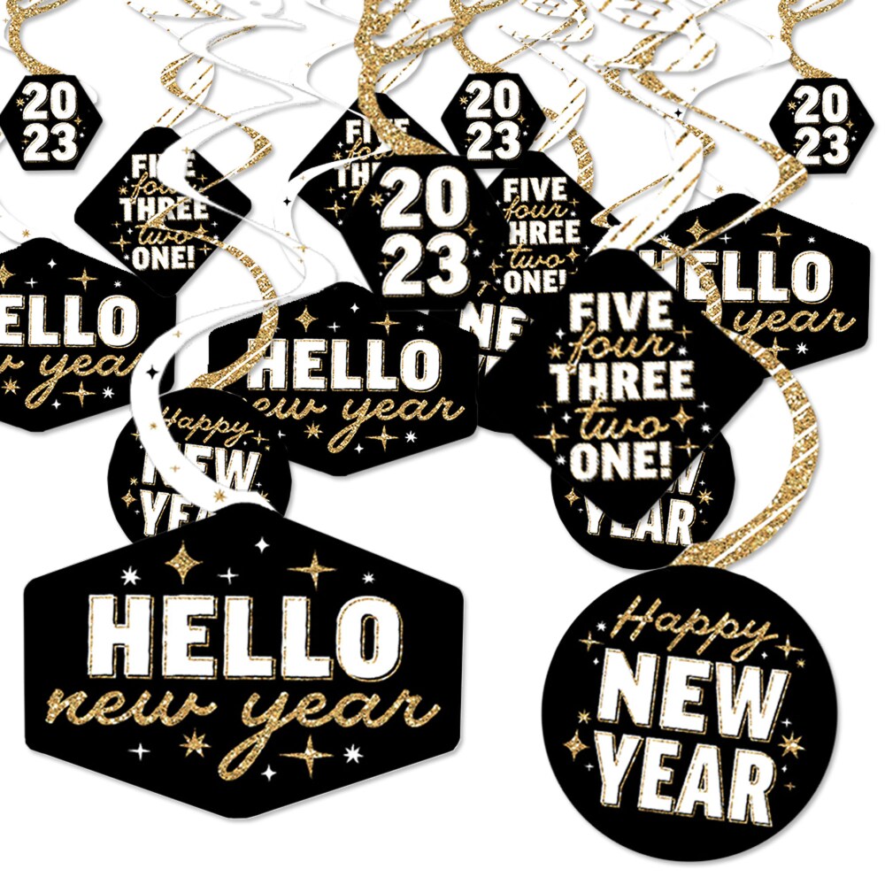 0019437311016 - BIG DOT OF HAPPINESS HELLO NEW YEAR - 2023 NYE PARTY HANGING DECOR - PARTY DECOR SWIRLS 40 CT