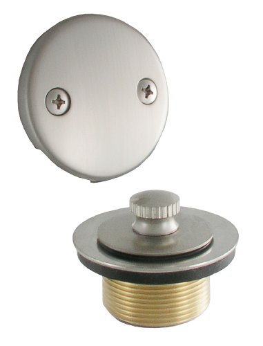 0019442350222 - LDR 552 5101BN WASTE AND OVERFLOW KIT WITH LIFT AND TURN DRAIN AND DOUBLE HOLE PLATE, BRUSHED NICKEL
