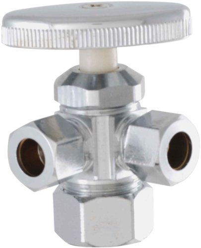 0019442454340 - LDR 537 5502 3/8-INCH COMP BY 3/8-INCH COMP BY 5/8-INCHCOMP DUAL OUTLET ANGLE SHUT-OFF VALVE LOW LEAD, CHROME PLATED