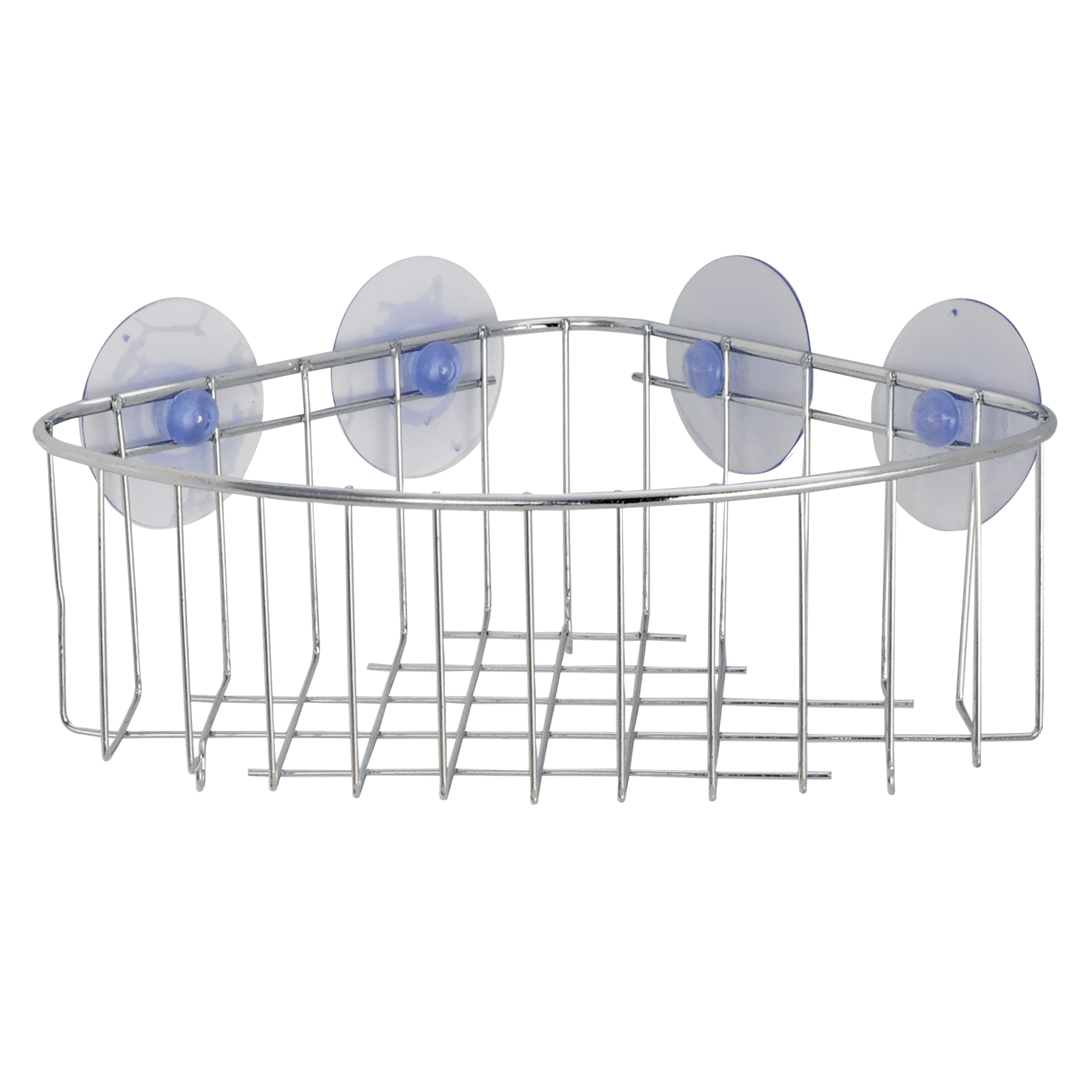 0019442516185 - WIRE CORNER BASKET FOR THE SHOWER OR WALL WITH 4 SUCTION CUPS CHROME FINISH
