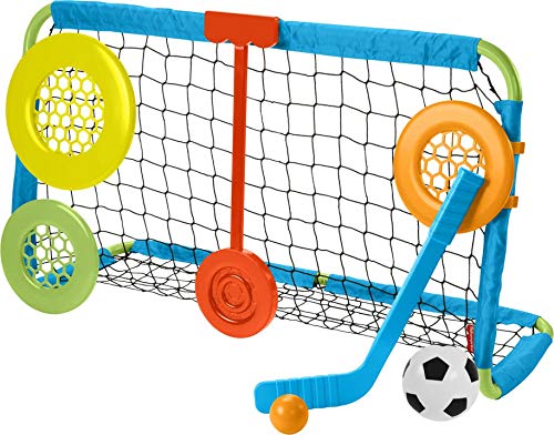0194735003006 - FISHER-PRICE LET’S GOAL SPORTS NET, OUTDOOR SOCCER AND HOCKEY TOY SPORTS EQUIPMENT SET FOR PRESCHOOL KIDS AGES 3 YEARS AND OLDER