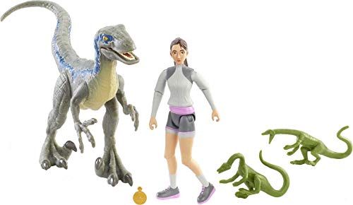 0194735005468 - JURASSIC WORLD HUMAN & DINO PACK YASMINA YAZ & VELOCIRAPTOR ACTION FIGURES 3 COMPYS & ACCESSORY, CAMP CRETACEOUS MOVABLE JOINTS & AUTHENTIC SCULPT, KIDS AGES 4 YEARS & OLDER