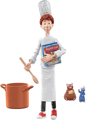 0194735012183 - MATTEL DISNEY PIXAR FEATURED FAVORITES RATATOUILLE PACK WITH POSABLE LINGUINI FIGURE, REMY & EMILE FIGURES & ACCESSORIES, AUTHENTIC LOOK, COLLECTORS GIFT AGES 6 YEARS & OLDER