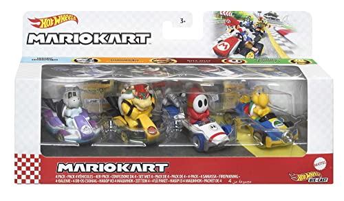0194735018925 - HOT WHEELS MARIO KART VEHICLE 4-PACK, SET OF 4 FAN-FAVORITE CHARACTERS INCLUDES 1 EXCLUSIVE MODEL, COLLECTIBLE GIFT FOR KIDS & FANS AGES 3 YEARS OLD & UP