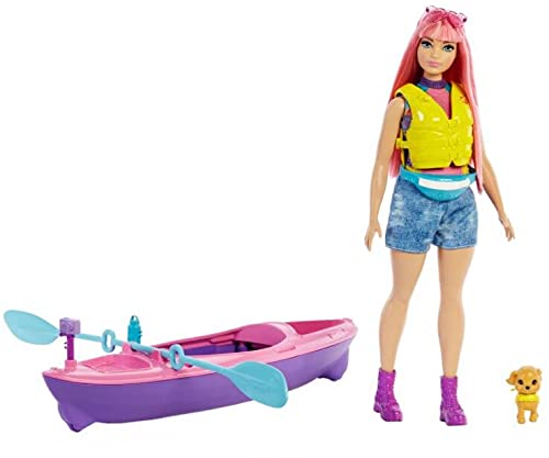 0194735022427 - BARBIE IT TAKES TWO CAMPING PLAYSET WITH DAISY DOLL (CURVY WITH PINK HAIR, 11.5 IN), PET PUPPY, KAYAK & CAMPING ACCESSORIES, GIFT FOR 3 TO 7 YEAR OLDS