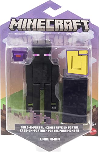 0194735037216 - MATTEL MINECRAFT ENDERMAN ACTION FIGURE, 3.25-IN, WITH 1 BUILD-A-PORTAL PIECE & 1 ACCESSORY, BUILDING TOY INSPIRED BY VIDEO GAME, COLLECTIBLE GIFT FOR FANS & KIDS AGES 6 YEARS & OLDER