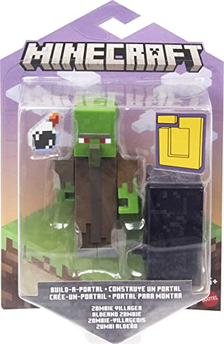 0194735050468 - MATTEL MINECRAFT BUILD-A-PORTAL FIGURES, 3.25-IN ACTION FIGURE WITH PORTAL PIECE & ACCESSORY, VIDEO GAME-INSPIRED BUILDING TOY, COLLECTIBLE GIFT FOR AGES 6 YEARS & OLDER