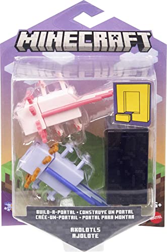 0194735050475 - MATTEL MINECRAFT BUILD-A-PORTAL FIGURES, 3.25-IN ACTION FIGURE WITH PORTAL PIECE & ACCESSORY, VIDEO GAME-INSPIRED BUILDING TOY, COLLECTIBLE GIFT FOR AGES 6 YEARS & OLDER