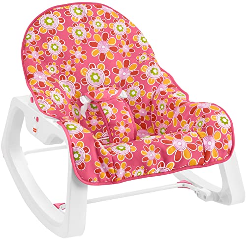 0194735055296 - FISHER-PRICE INFANT-TO-TODDLER ROCKER – PINK PETALS BABY ROCKING CHAIR WITH TOYS FOR SOOTHING OR PLAYTIME FROM INFANT TO TODDLER