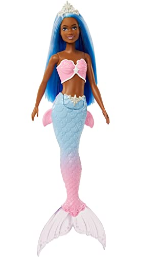 0194735055814 - BARBIE DREAMTOPIA MERMAID DOLL (BLUE HAIR) WITH PINK & BLUE OMBRE MERMAID TAIL AND TIARA, TOY FOR KIDS AGES 3 YEARS OLD AND UP