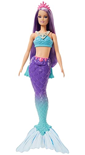 0194735055821 - BARBIE DREAMTOPIA MERMAID DOLL (PURPLE HAIR) WITH BLUE & PURPLE OMBRE MERMAID TAIL AND TIARA, TOY FOR KIDS AGES 3 YEARS OLD AND UP