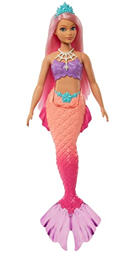 0194735055845 - BARBIE DREAMTOPIA MERMAID DOLL (CURVY, PINK HAIR) WITH PINK OMBRE MERMAID TAIL AND TIARA, TOY FOR KIDS AGES 3 YEARS OLD AND UP