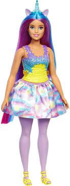 0194735055968 - BARBIE DREAMTOPIA UNICORN DOLL (CURVY, BLUE & PURPLE HAIR), WITH SKIRT, REMOVABLE UNICORN TAIL & HEADBAND, TOY FOR KIDS AGES 3 YEARS OLD AND UP