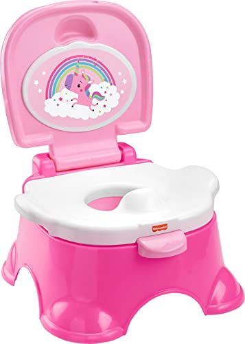 0194735060078 - FISHER-PRICE 3-IN-1 UNICORN TUNES POTTY TRAINING TOILET RING AND STEP STOOL FOR TODDLERS