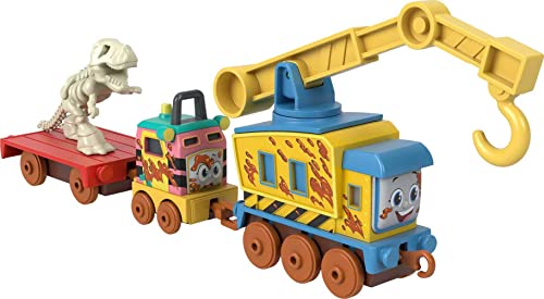 0194735072705 - THOMAS & FRIENDS FISHER-PRICE DINO FIX ‘EM UP FRIENDS, CARLY THE CRANE AND SANDY PUSH-ALONG TOY TRAIN FOR PRESCHOOL KIDS AGES 3 YEARS AND OLDER