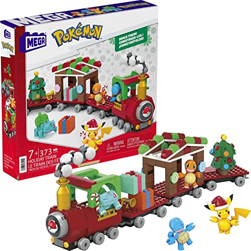 0194735074211 - MEGA POKEMON HOLIDAY TRAIN BUILDING SET WITH 373 COMPATIBLE BRICKS AND PIECES AND FESTIVE SURPRISES, TOY GIFT SET FOR AGES 6 AND UP