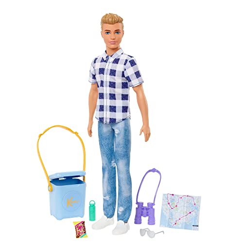 0194735075218 - BARBIE IT TAKES TWO KEN CAMPING DOLL WEARING PLAID SHIRT, JEANS AND WHITE SNEAKERS, WITH CAMPING ACCESSORIES, TOY FOR 3 YEAR OLDS & UP