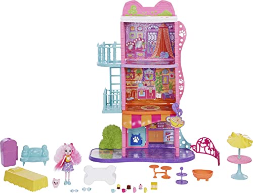 0194735086474 - ENCHANTIMALS TOWN HOUSE CAFE PLAYSET (28-IN) WITH DOLL, DOG FIGURE, & ACCESSORIES, GREAT GIFT FOR KIDS AGES 4Y+
