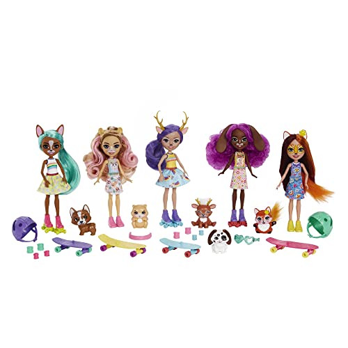 0194735086504 - ENCHANTIMALS CITY MULTIPACK, 15+ SET WITH 4 DOLLS (6-IN) AND SKATEBOARD & ROLLERBLADE ACCESSORIES, GREAT GIFT FOR KIDS AGES 4Y+