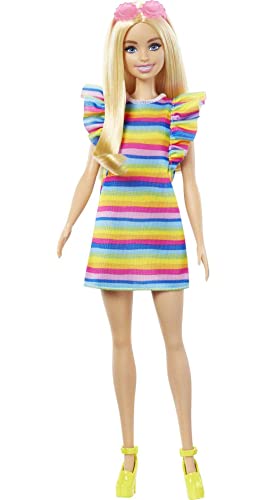0194735094325 - BARBIE DOLL, KIDS TOYS AND GIFTS, BLONDE WITH BRACES AND RAINBOW DRESS, BARBIE FASHIONISTAS, CLOTHES AND ACCESSORIES