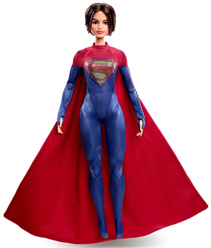 0194735102938 - SUPERGIRL BARBIE DOLL, COLLECTIBLE DOLL FROM THE FLASH MOVIE WEARING RED AND BLUE SUIT WITH CAPE, DOLL STAND INCLUDED