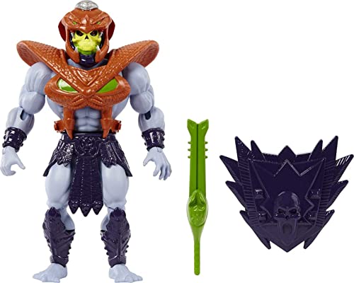 0194735104185 - MASTERS OF THE UNIVERSE ORIGINS ACTION FIGURE, RISE OF SNAKE MEN SNAKE ARMOR SKELETOR, ARTICULATED COLLECTIBLE MOTU TOY WITH ACCESSORY AND MINI COMIC