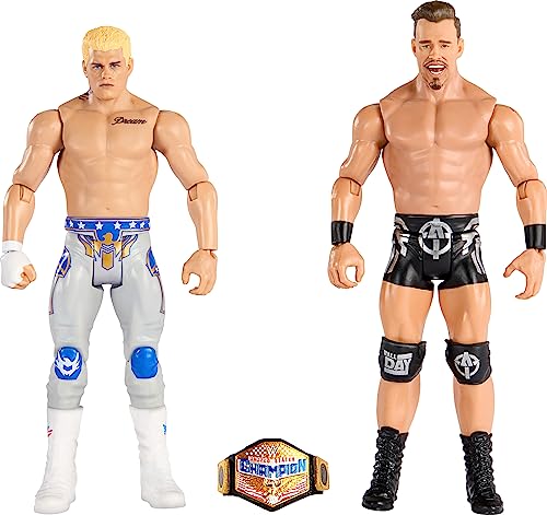 0194735114924 - MATTEL WWE ACTION FIGURE BATTLE PACK 2 PACK WITH MATTEL WWE CHAMPIONSHIP TITLE CHAMPIONSHIP SHOWDOWN THE AMERICAN NIGHTMARE CODY RHODES VS AUSTIN THEORY