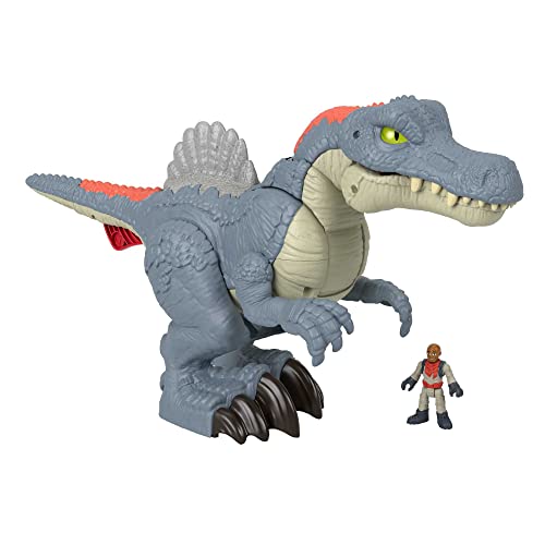 0194735130580 - FISHER-PRICE IMAGINEXT JURASSIC WORLD DINOSAUR TOY, ULTRA SNAP SPINOSAURUS WITH LIGHTS SOUNDS AND CHOMPING ACTION PLUS FIGURE FOR PRESCHOOL PLAY