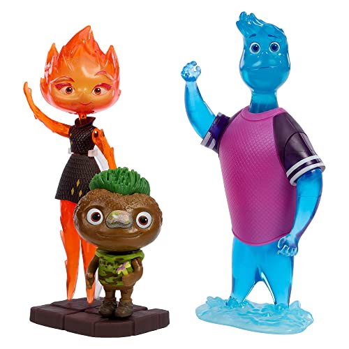 0194735131242 - DISNEY AND PIXAR ELEMENTAL ACTION FIGURE 3 PACK, AUTHENTIC HIGH QUALITY POSABLE MOVIE TOYS, SMALL SCALE STORY READY GIFT PACK