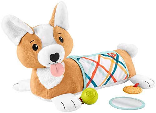 0194735159833 - FISHER-PRICE BABY TUMMY TIME TOYS, 3-IN-1 PLUSH PUPPY WEDGE WITH BPA-FREE TEETHER RATTLE AND MIRROR TOYS