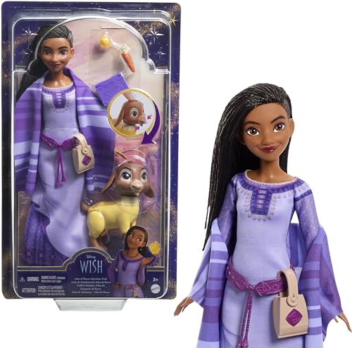 0194735169887 - MATTEL DISNEY WISH ASHA OF ROSAS ADVENTURE PACK DOLL, POSABLE FASHION DOLL WITH REMOVABLE FASHION, ANIMAL FRIENDS AND ACCESSORIES, TOYS INSPIRED BY THE MOVIE